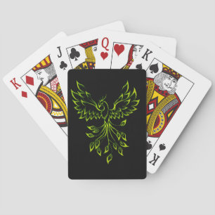 Baraja De Cartas El Fénix Verde se levanta sobre el negro