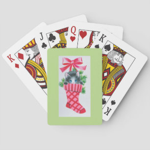 Baraja De Cartas El gatito más dulce del navidad del vintage en una
