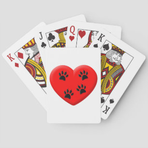 Baraja De Cartas El Gato Enamoraba El Corazón Rojo Y Las Paws