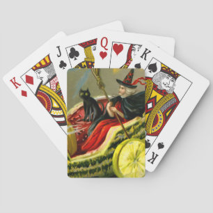 Baraja De Cartas El gato negro y la bruja de Halloween