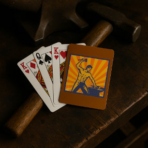 Baraja De Cartas El herrero Hammering Retro Strongman Labor