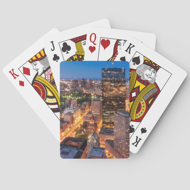 Baraja De Cartas El horizonte de Boston en la oscuridad (Reverso)