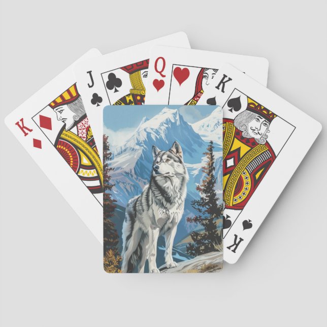 Baraja De Cartas El Husky Siberiano en Nieve (Reverso)