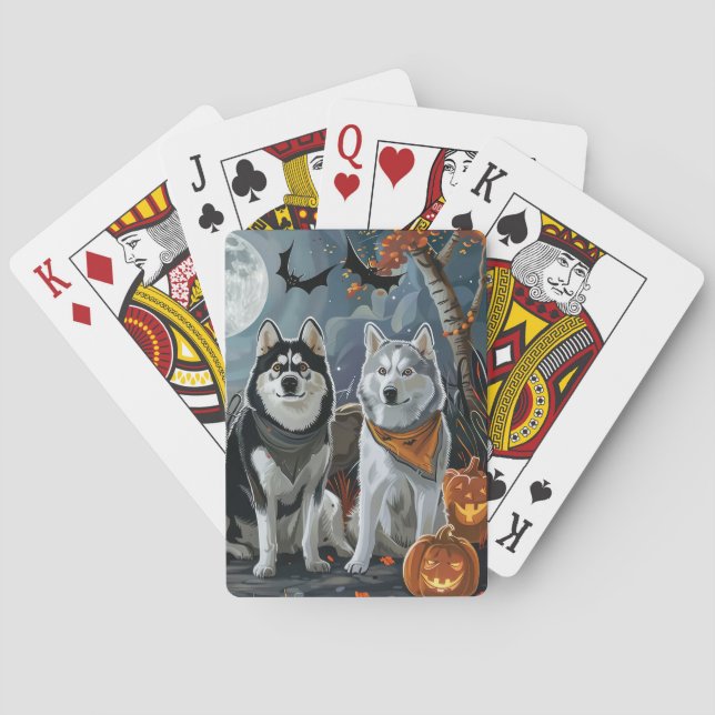 Baraja De Cartas El Husky Siberiano Halloween Spooky (Reverso)