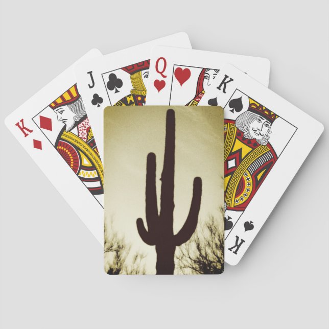 Baraja De Cartas El jugar de la bicicleta de la silueta del cactus (Reverso)