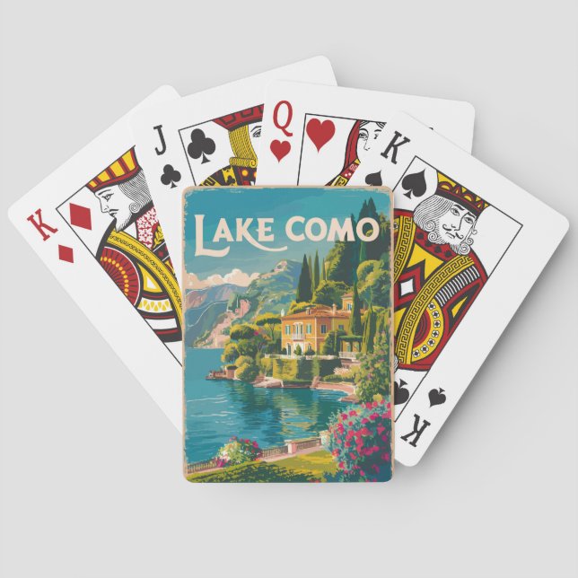 Baraja De Cartas El lago Como Painterly Viaje Arte Vintage (Reverso)