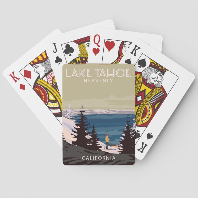 Baraja De Cartas El lago Tahoe, las tarjetas para jugar al esquí de (Reverso)