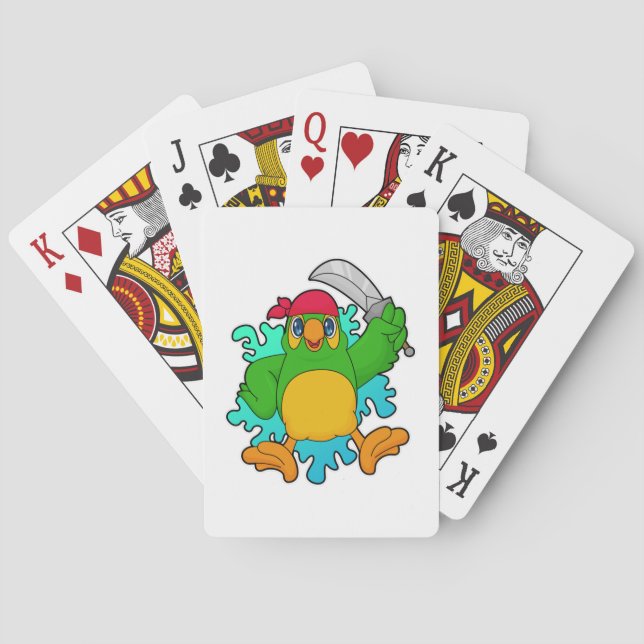 Baraja De Cartas El loro como pirata con espada (Reverso)