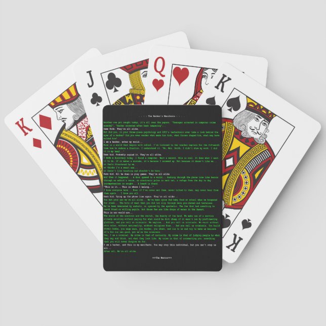 Baraja De Cartas El Manifiesto del Hacker (Reverso)