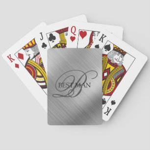 Baraja De Cartas El mejor monograma hombre con plata cepillada