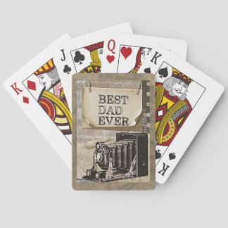 Baraja De Cartas El mejor papá de la cámara vintage del día anticua