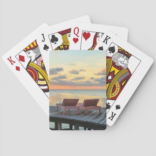 Baraja De Cartas El muelle domina el océano, Belice (Reverso)