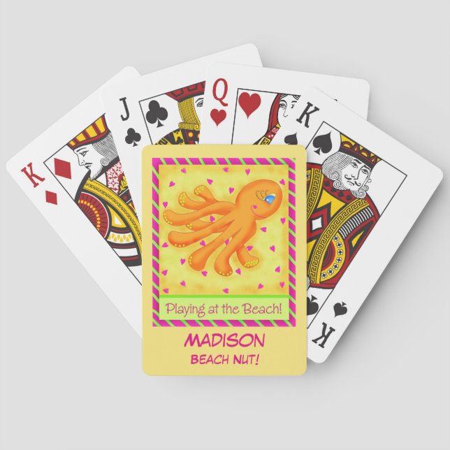 Baraja De Cartas El nombre amarillo del pulpo de playa personalizad (Reverso)