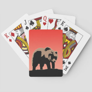 Baraja De Cartas El oso pardo al atardecer - Arte de vida salvaje o