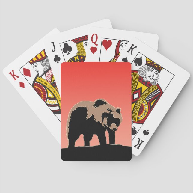 Baraja De Cartas El oso pardo al atardecer - Arte de vida salvaje o (Reverso)