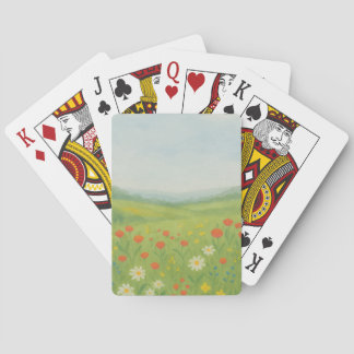 Baraja De Cartas El paisaje de la pradera de flor silvestre