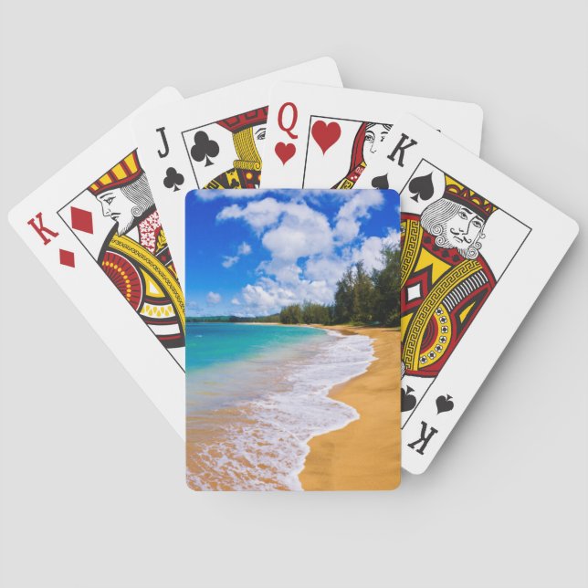 Baraja De Cartas El paraíso tropical de la playa, Hawái (Reverso)