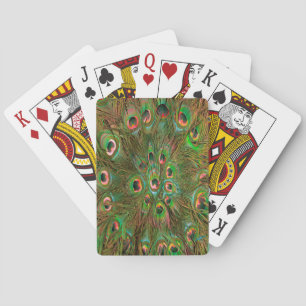 Baraja De Cartas El pavo real tiñe de fondo verde