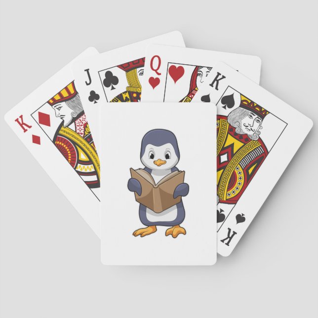 Baraja De Cartas El pingüino está nervioso con el libro (Reverso)