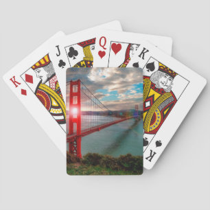 Baraja De Cartas El puente Golden Gate con el sol brillando.