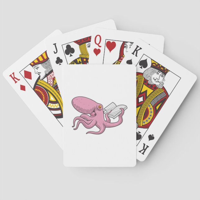 Baraja De Cartas El pulpo como nervioso con el libro (Reverso)