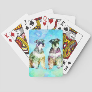 Baraja De Cartas El Schnauzer miniatura persigue el arte de