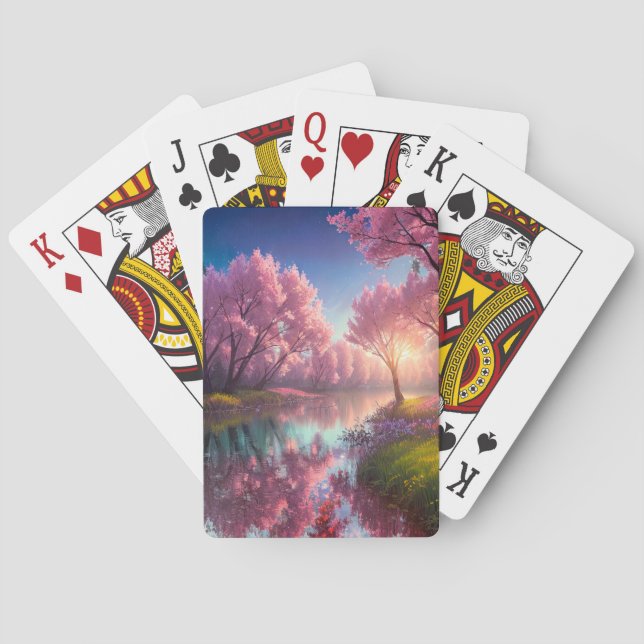 Baraja De Cartas El sueño de la puesta del sol en el río pacífico (Reverso)