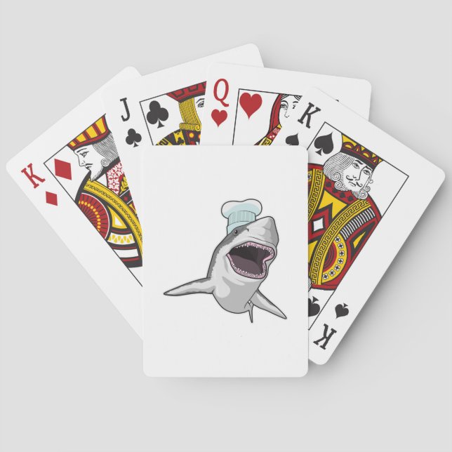 Baraja De Cartas El tiburón como cocinero con el gorra chef (Reverso)