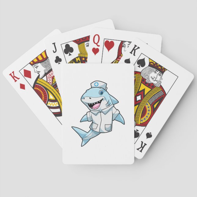 Baraja De Cartas El tiburón como enfermera con abrigo (Reverso)