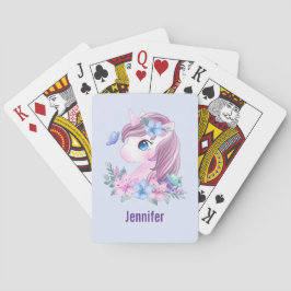Baraja De Cartas El unicornio de bebé, lindo y mágico, con ojos gra