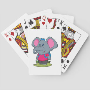 Baraja De Cartas Elefante como excursionista con mochila
