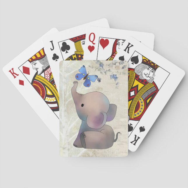Baraja De Cartas Elefante con mariposa (Reverso)