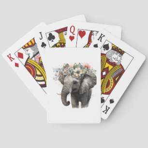 Baraja De Cartas Elefante de bebé floral acuático