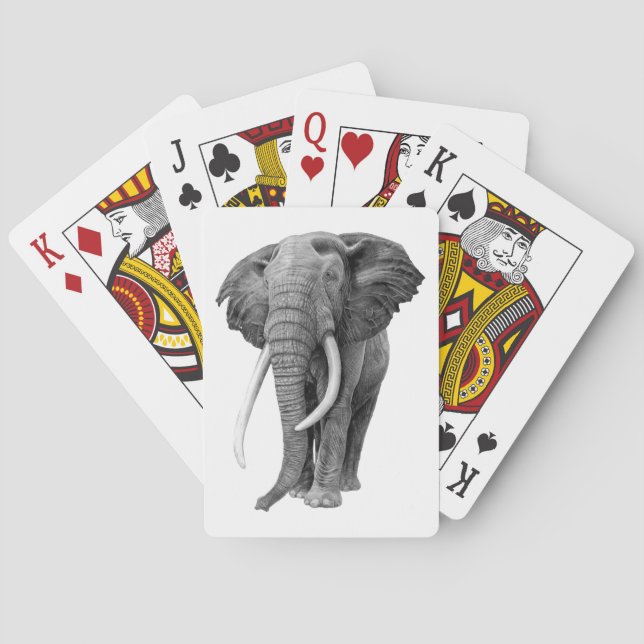 Baraja De Cartas Elefante de toros - Dibujo a lápiz (Reverso)