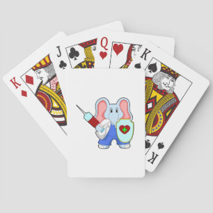 Baraja De Cartas Elefante en la vacunación con jeringas