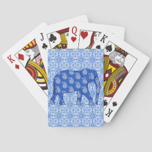 Baraja De Cartas Elefante paisley - azul cobalto y blanco
