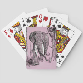 Baraja De Cartas Elefante Pasando Por La Sabana Madera En Rosa