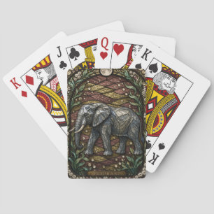 Baraja De Cartas Elefante Planicies Secas Illumina Vidrio Emplomado