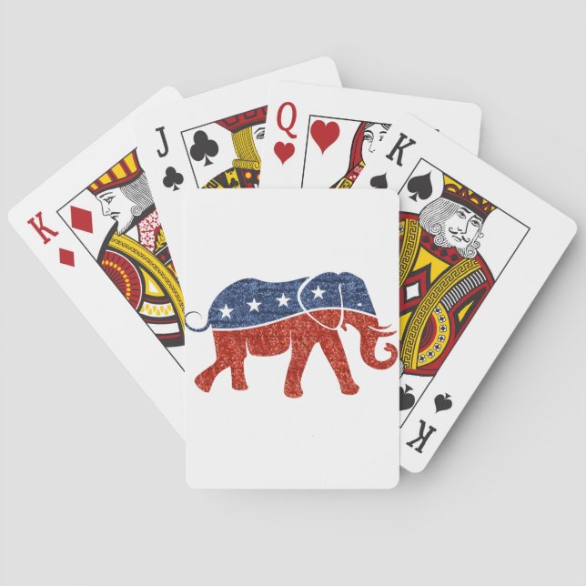 Baraja De Cartas elefante republicano purpurina (Reverso)