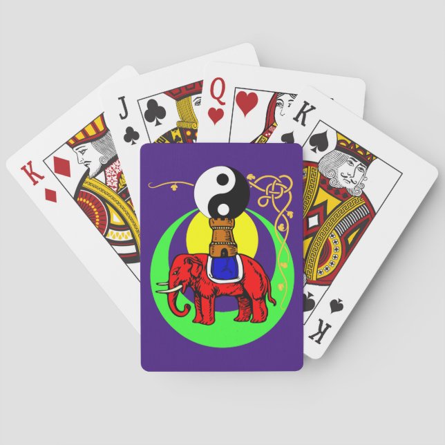 Baraja De Cartas Elefante rojo de Yin-Yang (Reverso)