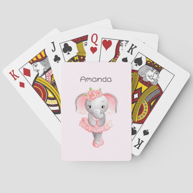 Baraja De Cartas Elefante rosa y gris suave Ballerina (Reverso)