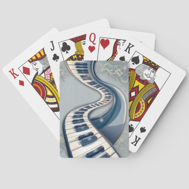 Baraja De Cartas Elegance in piano keys and blossoms.  (Reverso)