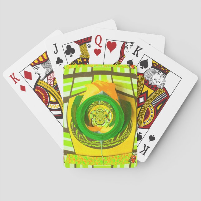 Baraja De Cartas Elegancia dorada: bello arte rosa amarillo african (Reverso)