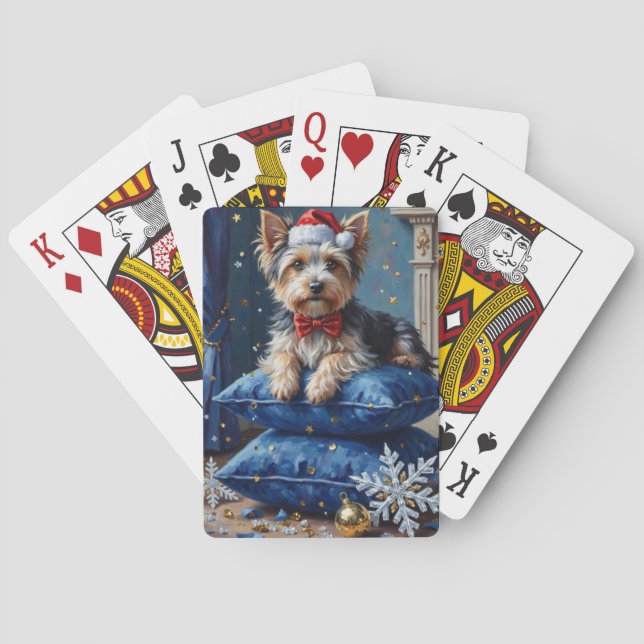 Baraja De Cartas Elegant Biewer Terrier Dog Velvet Christmas (Reverso)