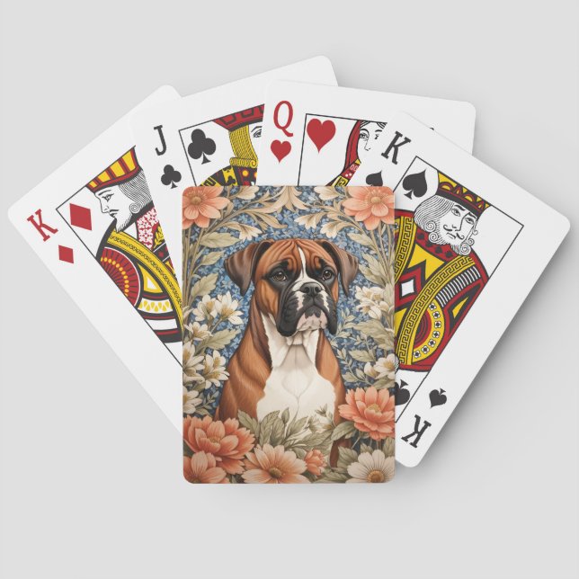 Baraja De Cartas Elegant Boxer Dog William Morris Inspired  (Reverso)