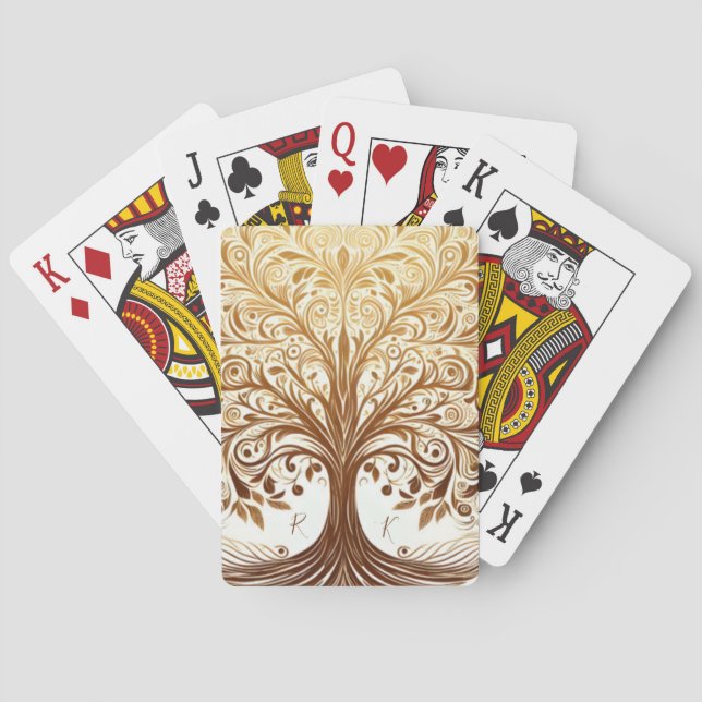 Baraja De Cartas Elegant Gold Tree of Life Spiritual Celebration (Reverso)