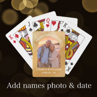 Baraja De Cartas Elegant Golden Arch Photo 50th Anniversary Gift