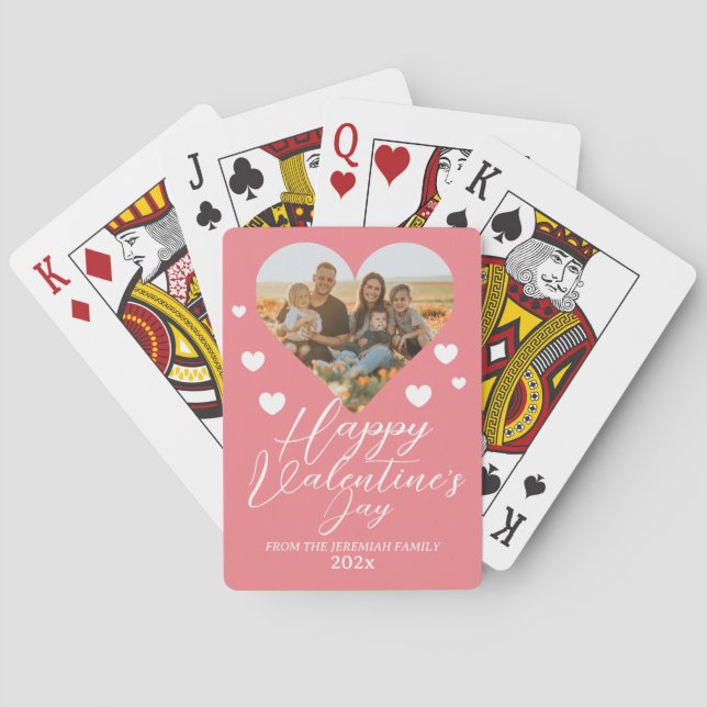 Baraja De Cartas Elegant Love Happy Valentine Day Family Photo (Reverso)