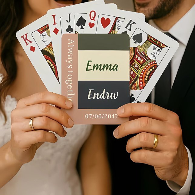 Baraja De Cartas Elegant Neutral Color Wedding /Personalized Couple (Subido por el creador)