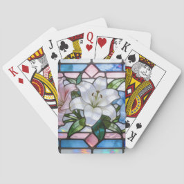 Baraja De Cartas Elegant Stained Glass Lily Floral Design in Soft P